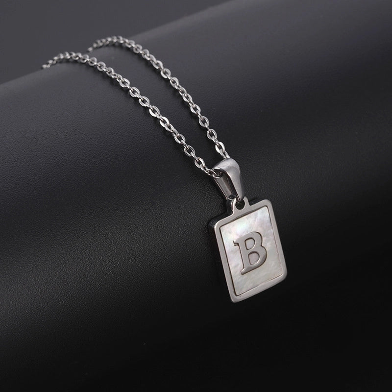Minimalist Letter Rectangle 304 Stainless Steel Titanium Steel Shell 18K Gold Plated Plating Pendant Necklace