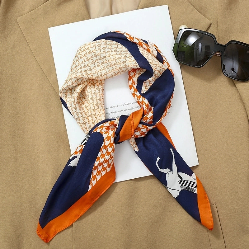 70*70  Striped Silk Scarf Women's Small Square Scarf  Versatile Professional Small Scarf Summer Thin Decorative Scarf