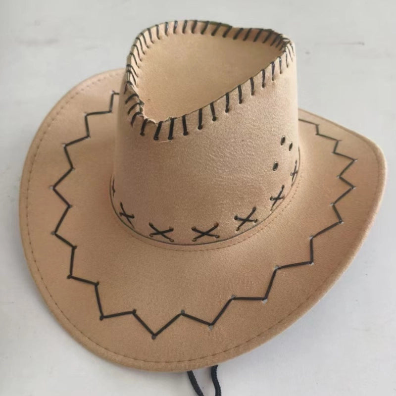 New Fashion Chicken Skin Deerskin Velvet Knight Western Cowboy Hat Camouflage Cloth Hat Travel Sun Hat Straw Hat