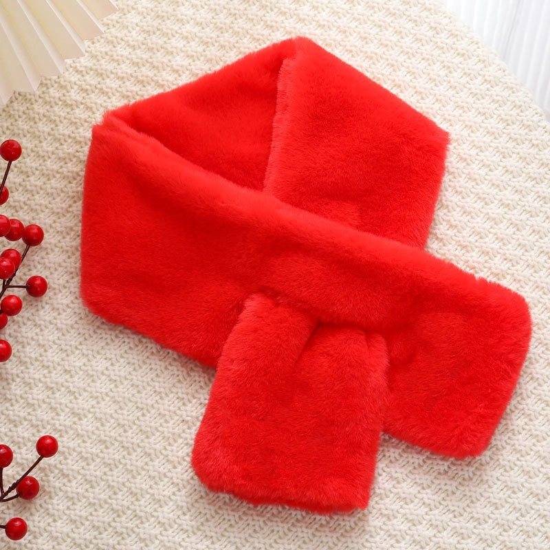 Women's Scarf Winter Versatile Plush Thickened Scarf  Solid Color Fur Collar Girl Cute Rex Rabbit Fur Scarf