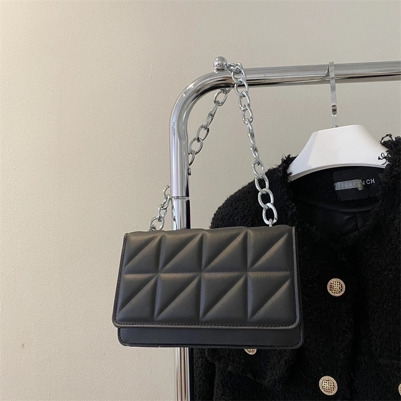 Women's Pu Leather Solid Color Basic Square Flip Cover Shoulder Bag Underarm Bag