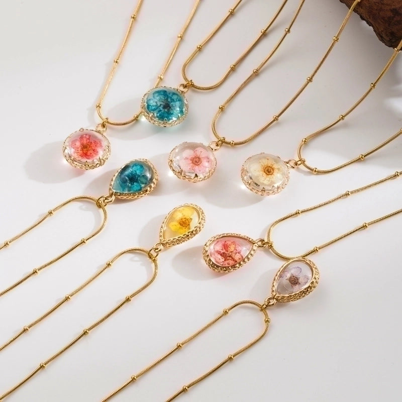 Sweet Pastoral Commute Flower 304 Stainless Steel Copper 18K Gold Plated Pendant Necklace