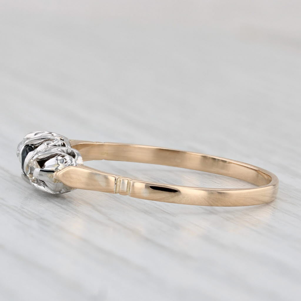 0.16ctw Diamond Sapphire 3-Stone Ring 18k Yellow White Gold Size 9