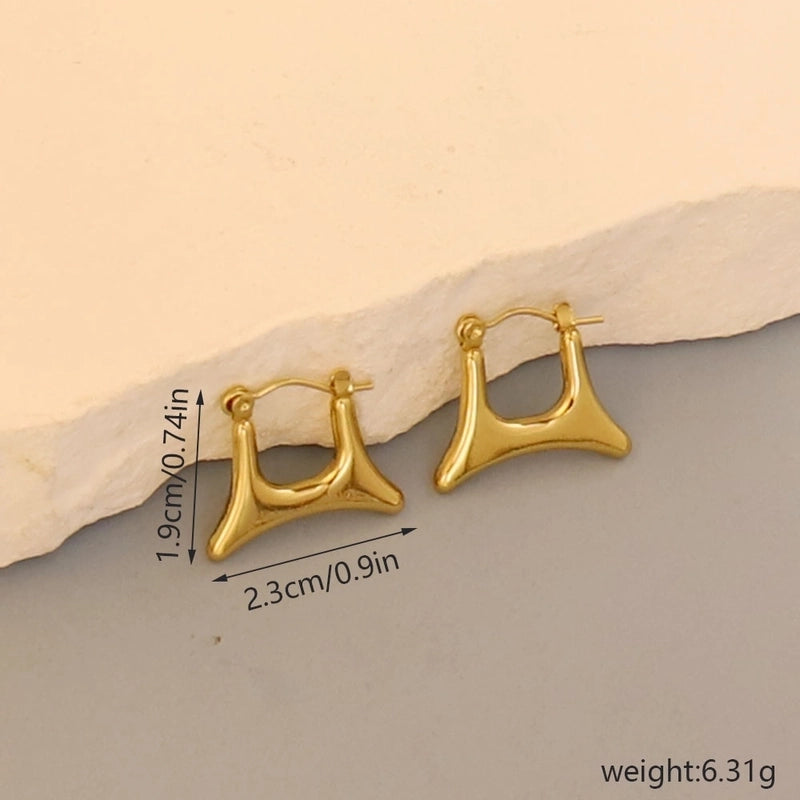1 Pair Minimalist Pentagram Round Solid Color Plating 304 Stainless Steel 18K Gold Plated Earrings