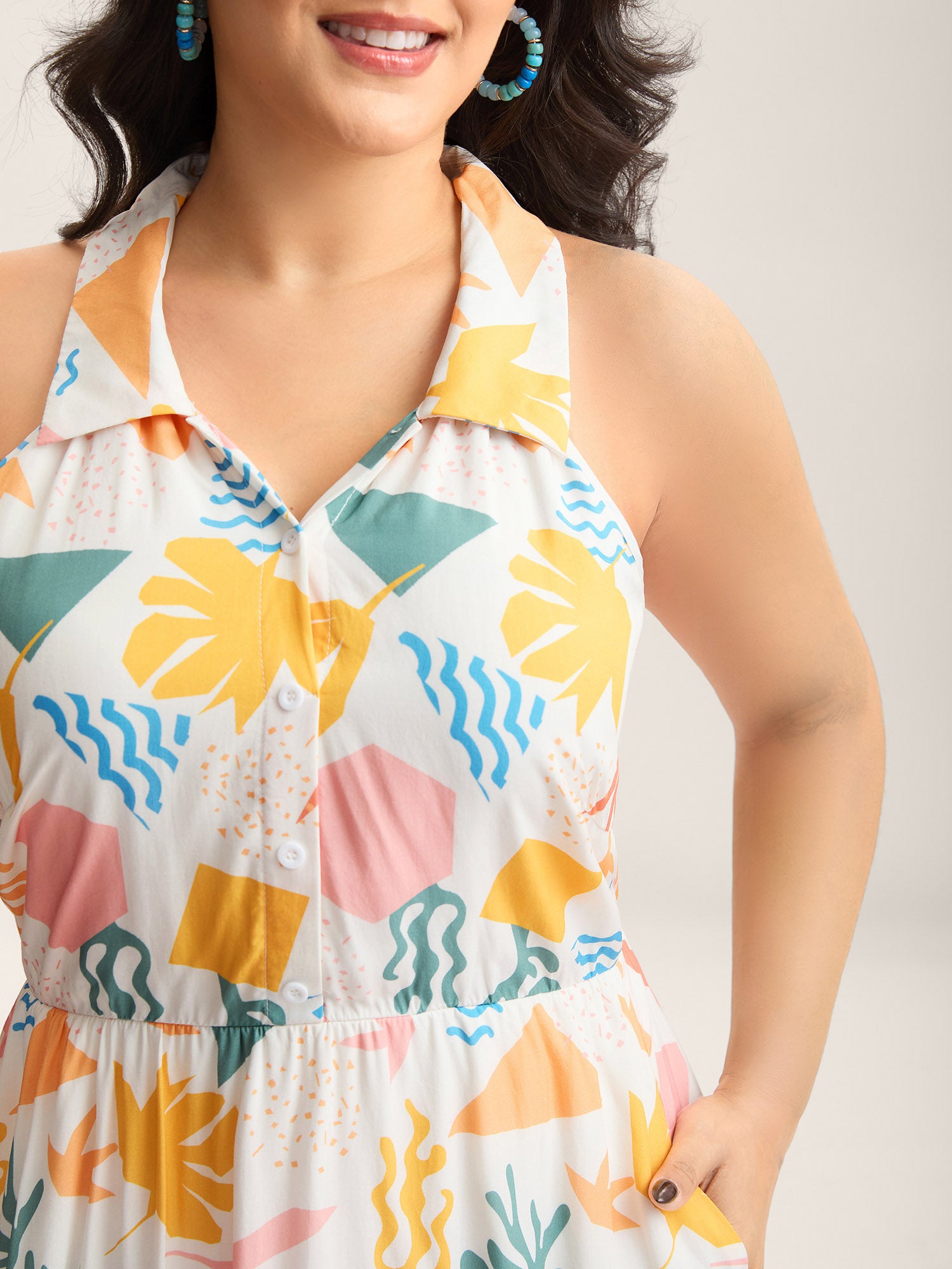 All About Sea Stretchy Waist Midi Dress
