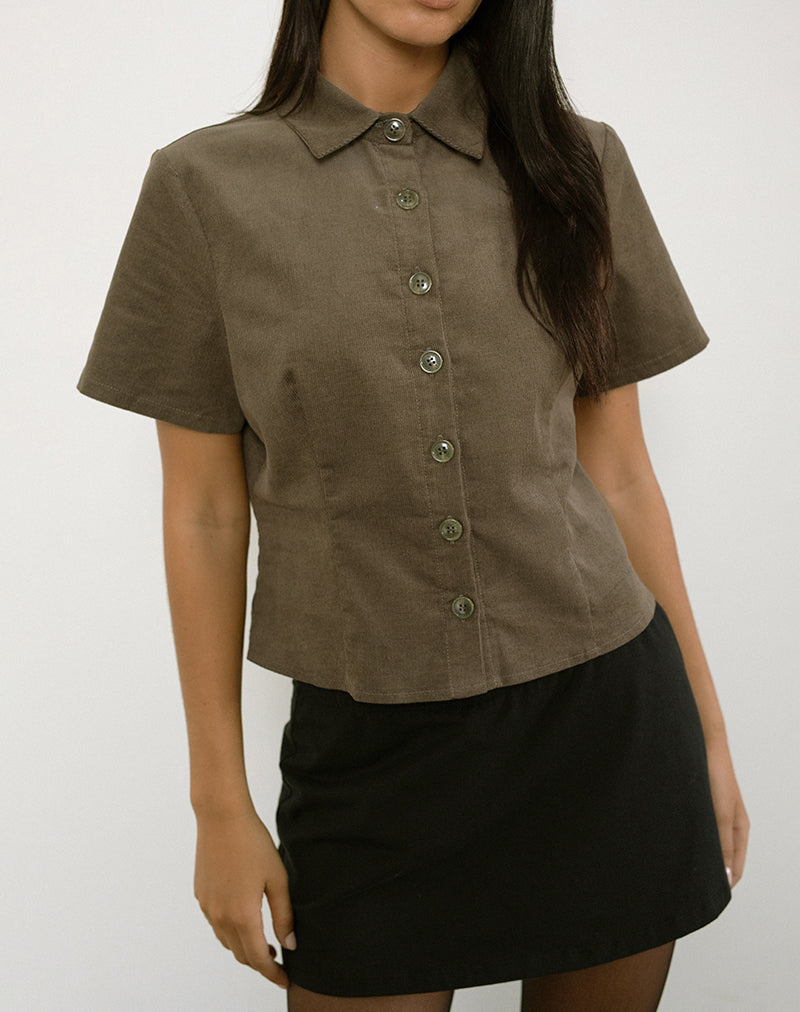 Samas Shirt in Cord Taupe