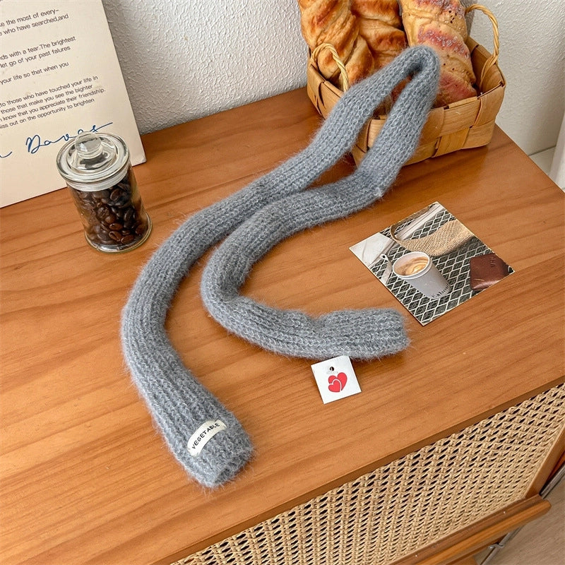Women's Sweet Solid Color Polyester Knitted Scarf