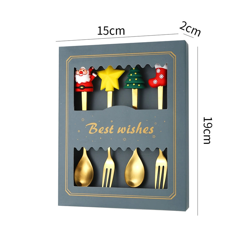 Christmas Cute Cartoon Stainless Steel Tableware 1 Set