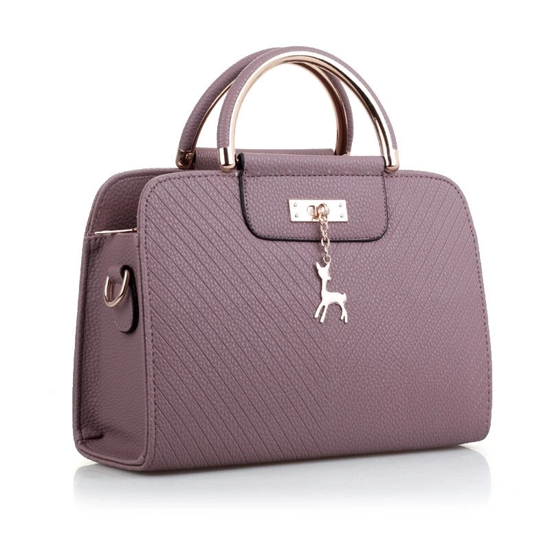 Women's Large Pu Leather Solid Color Elegant Zipper Handbag