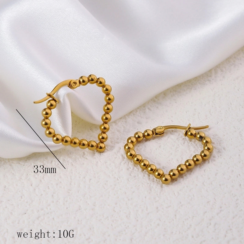 12 Pieces Minimalist Commute Geometric Heart Shape Plating Titanium Steel Drop Earrings Earrings Ear Studs