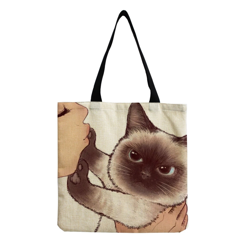 Women's Linen Animal Cute Square Open Shoulder Bag