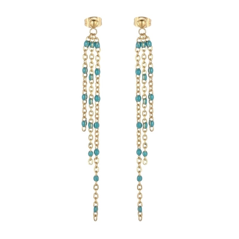 1 Pair Modern Style Tassel Plating Chain Stainless Steel 18K Gold Plated Drop Earrings