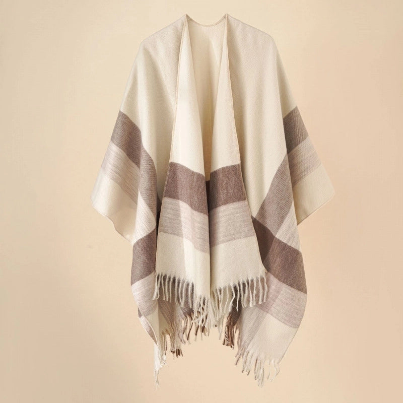 Women's Casual Lattice Polyester Tassel Shawl