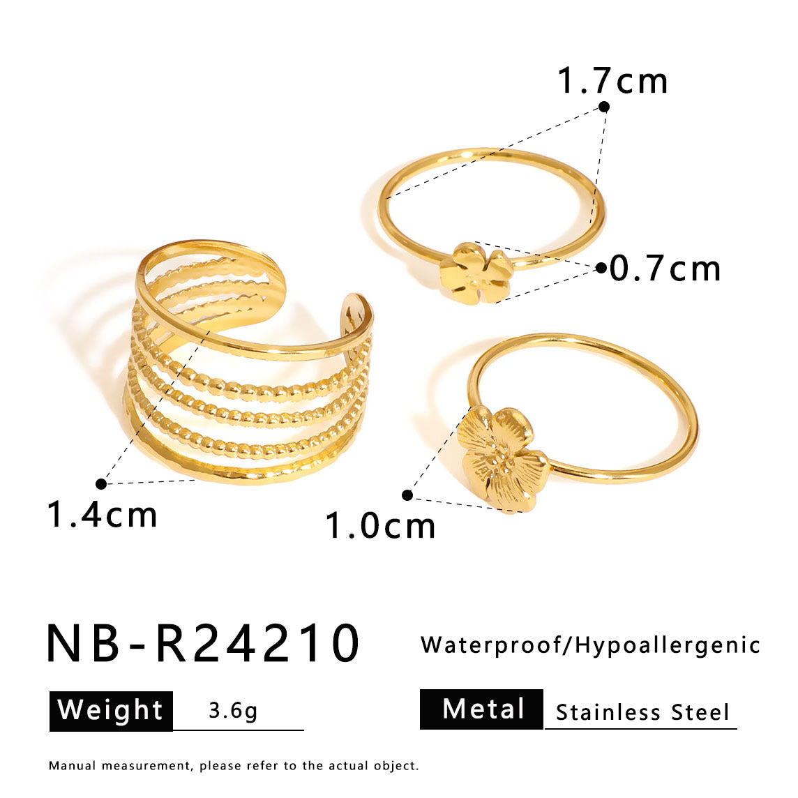 Zircon Love Four-Leaf Flower Stainless Steel Ring Female Design Niche Versatile Ring
