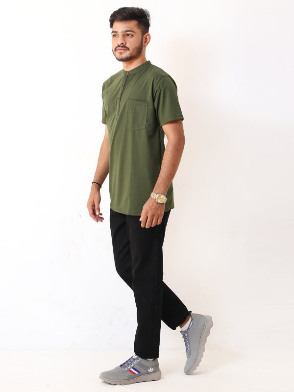 MTS08 SN Men's Half Button T-Shirt Green