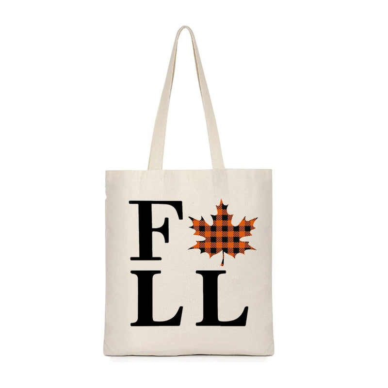 Halloween Women's Canvas Pumpkin Letter Cute Square Open Canvas Bag
