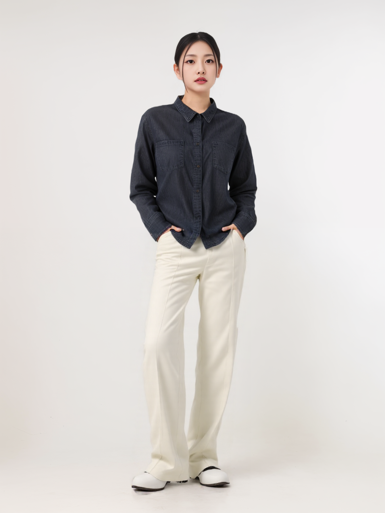 Casual Mid Rise Wide Length Pant