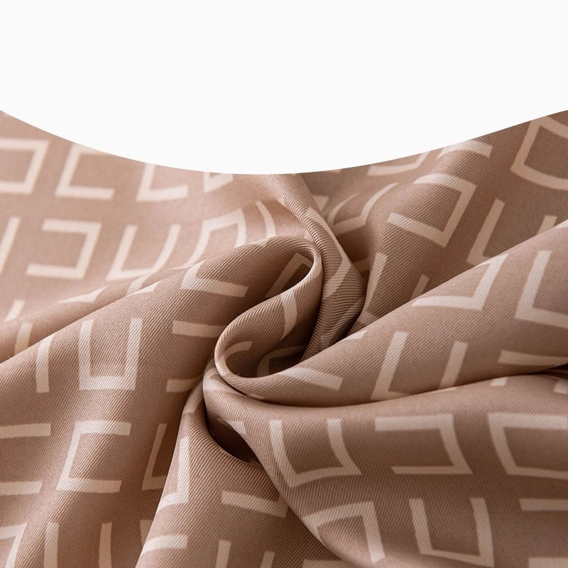 Women's Elegant Stripe Flower Satin Silk Scarf