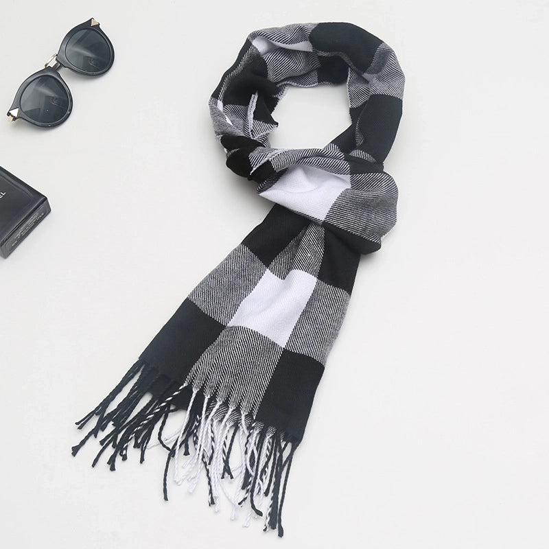 New Couple Plaid Scarf Parent-child Scarf Autumn And Winter Men's And Women's New Cashmere Plaid Color Matching Shawl