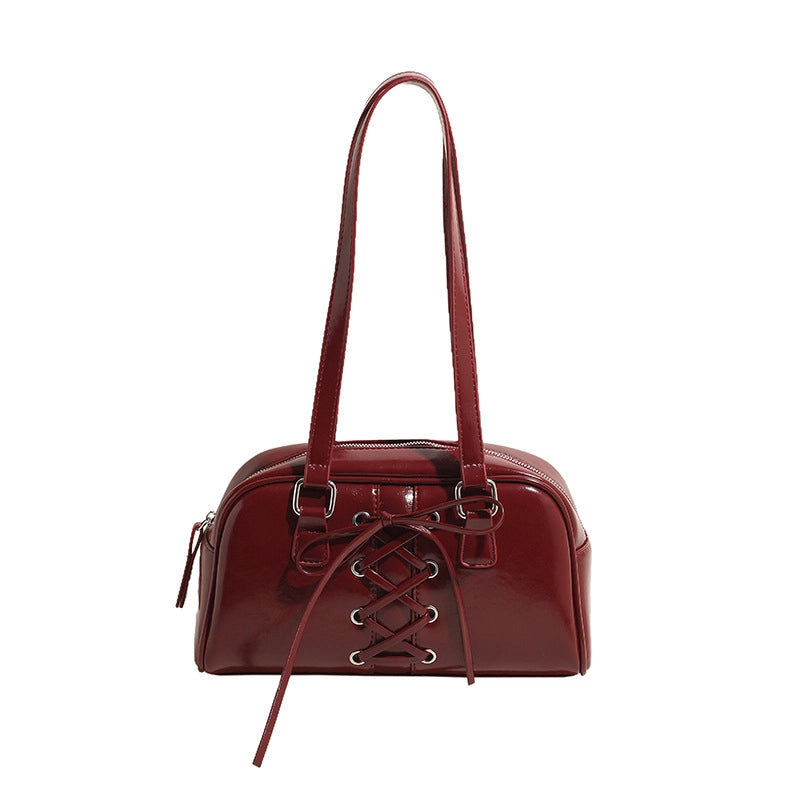Women's Medium Pu Leather Solid Color Elegant Streetwear Sewing Thread Square Zipper Handbag