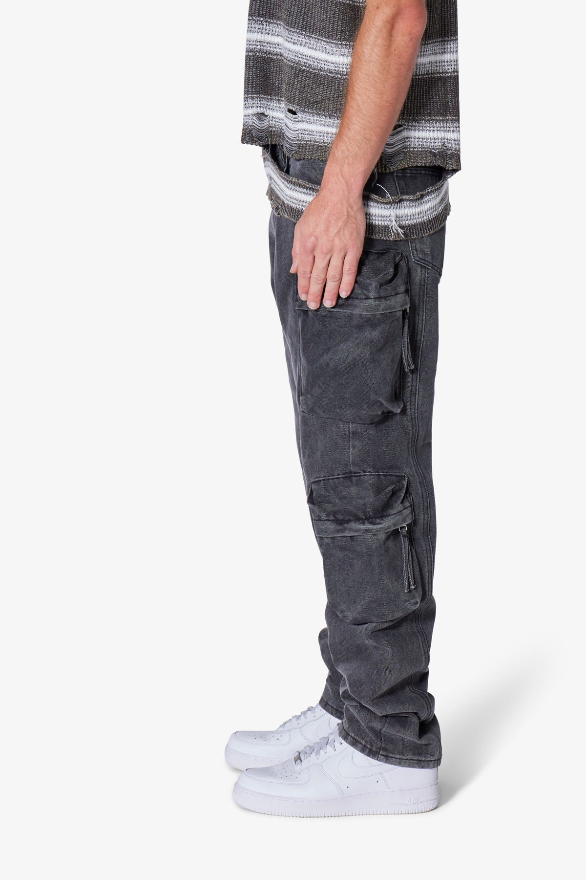 Wide Bellow Cargo Denim - Black