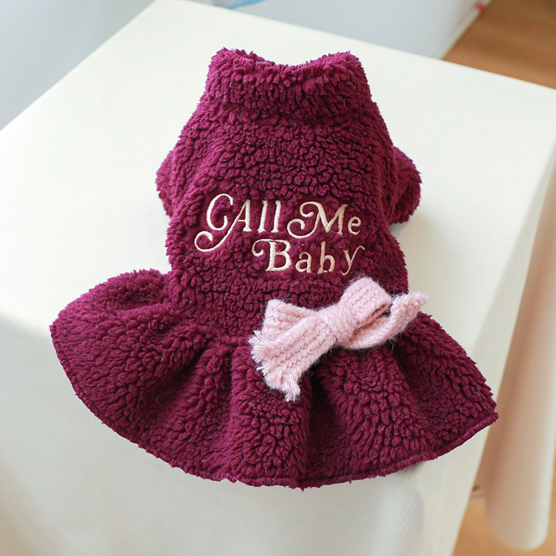 Warm Letter Printed Dog Cat Dress