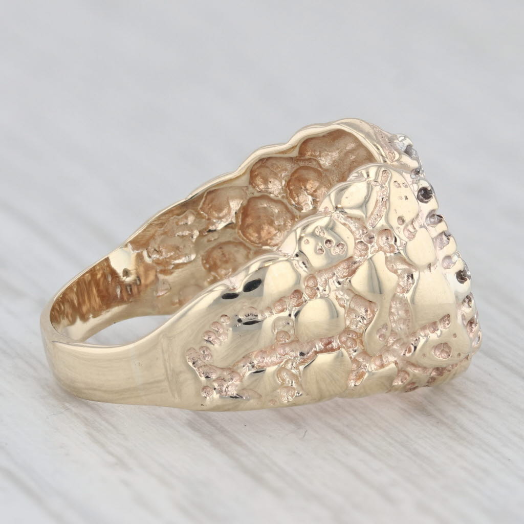 0.16ctw Diamond Horseshoe Ring 10k Yellow Gold Nugget Band Size 7.75