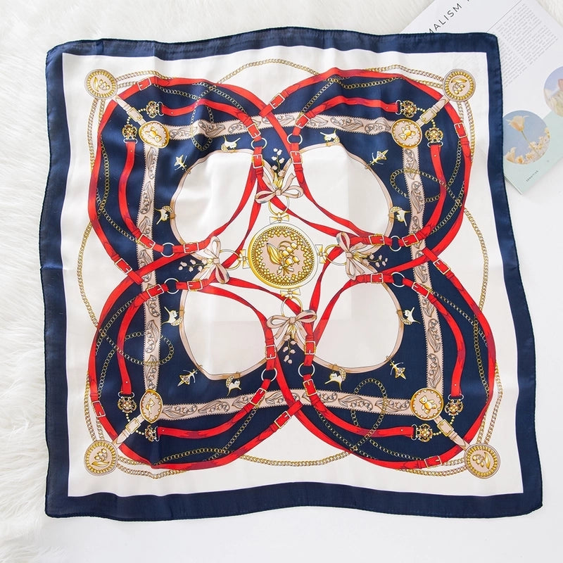 Women's Lady Modern Style Classic Style Printing Square Satin Silk Scarf