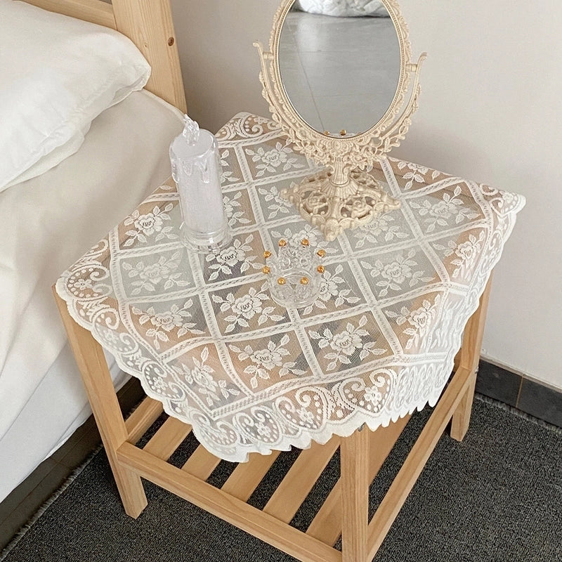Casual Fresh Dining Table Beige Lace Tablecloth