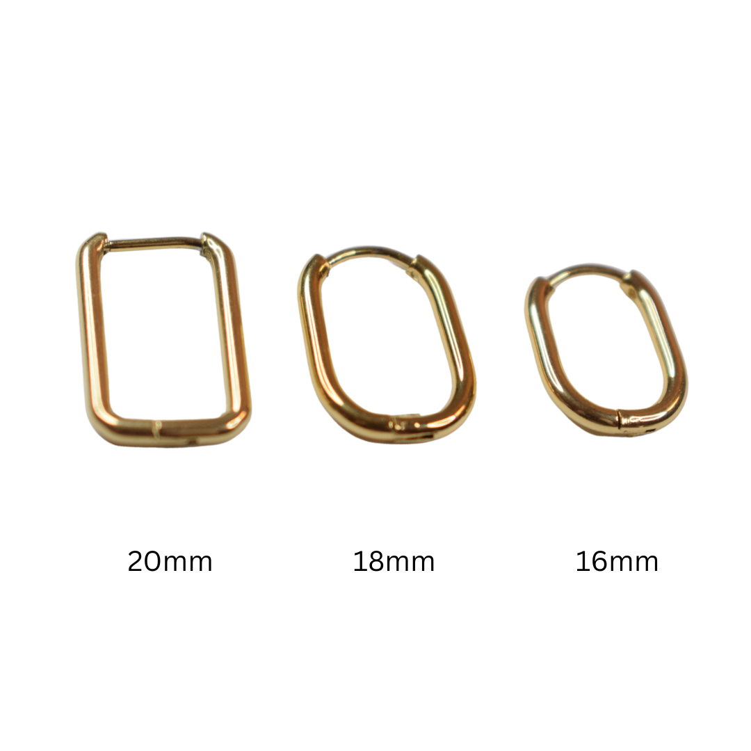 16mm Thin oval hoop - Gold