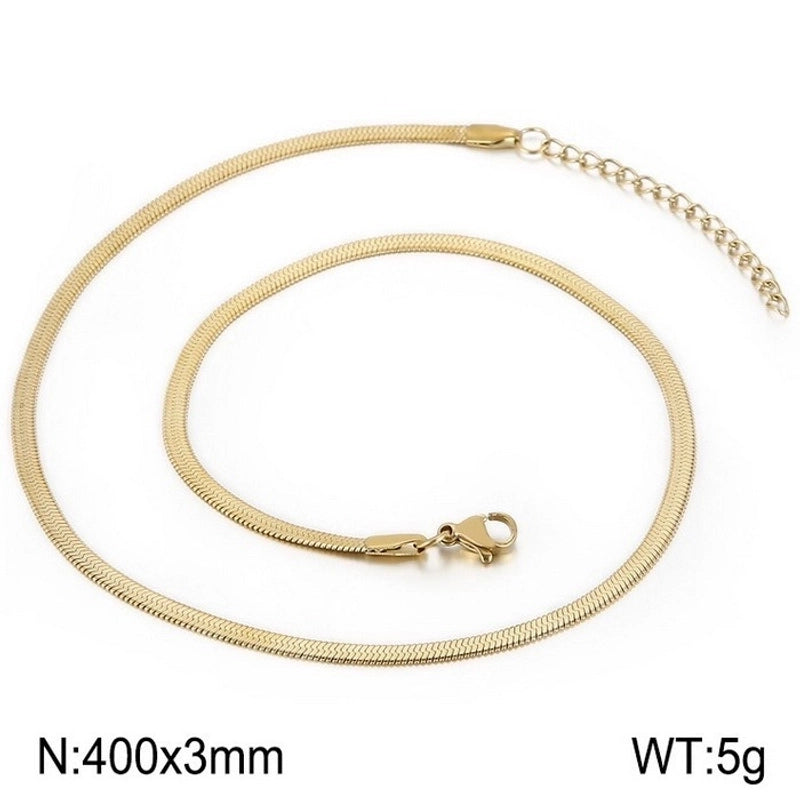 Classic Style Solid Color Titanium Steel 18K Gold Plated Plating Chain Necklace