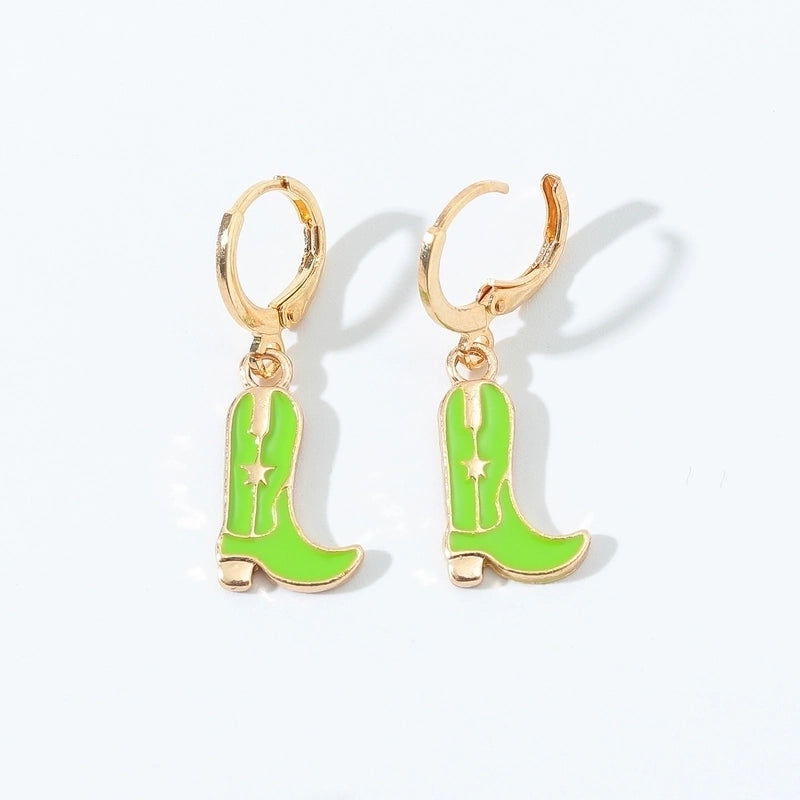 6 Pieces Fashion Style Earrings Western Cowboy Girl Oil Drop Boots Earrings High Heels   Earring