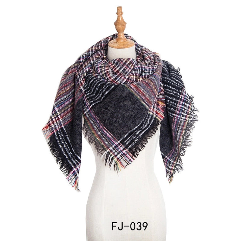 Autumn And Winter New Ring Yarn Thickened Double-sided Lattice Prick Scarf Scarf Women's Scarf Shawl Manufacturers