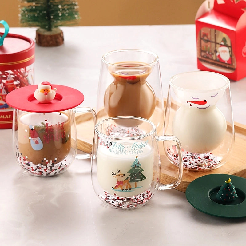 Christmas Casual Vacation Cartoon Borosilicate Glass Water Bottles 1 Piece