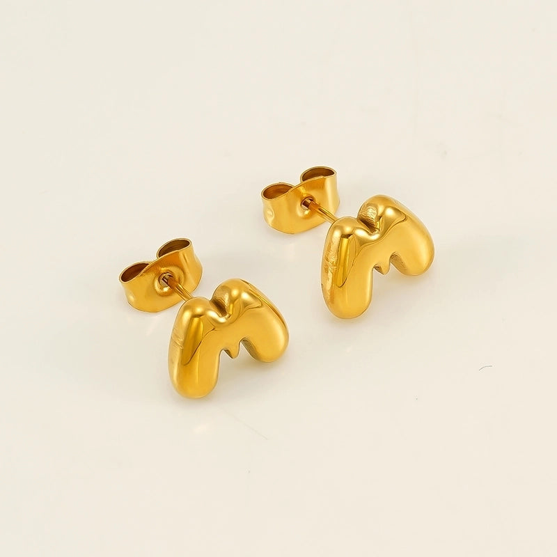 1 Piece Minimalist Classic Style Letter Plating 304 Stainless Steel 18K Gold Plated Ear Studs