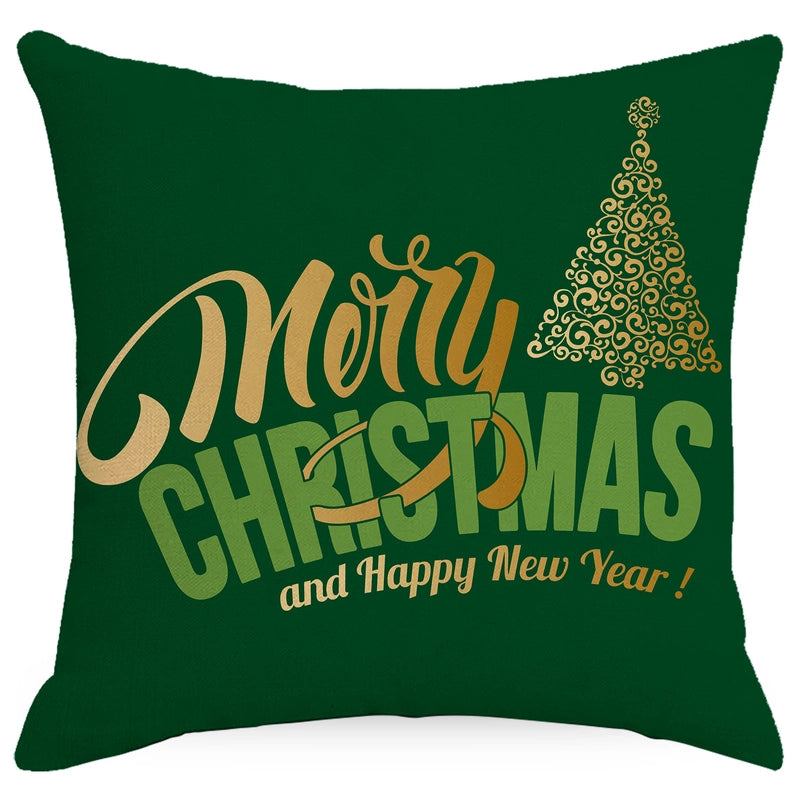 Fashion Christmas Tree Christmas Socks Letter Linen Pillow Cases