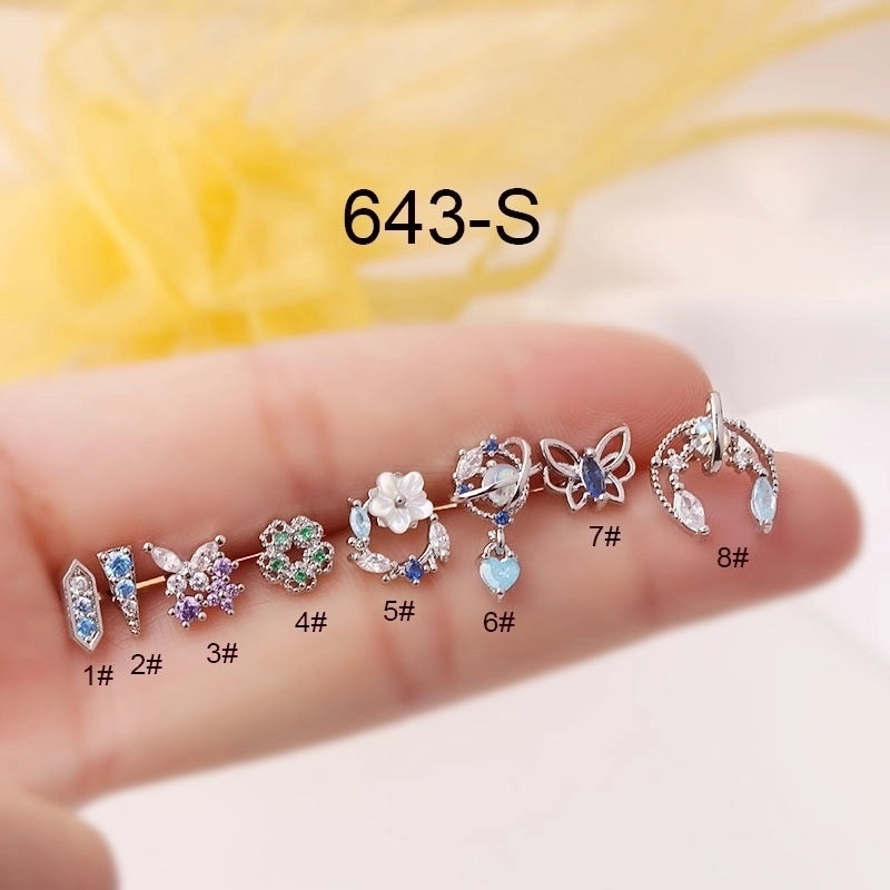 Ear Cartilage Rings & Studs Geometric 316L Stainless Steel  Copper Plating