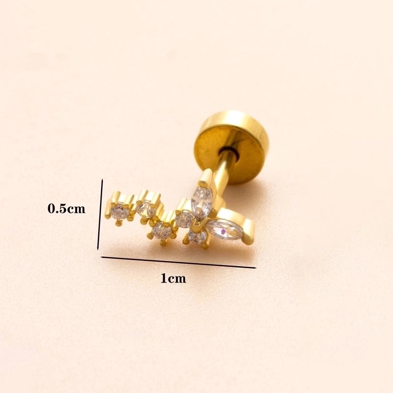 1 Piece Ear Cartilage Rings & Studs Minimalist Classic Style Heart Shape Snake Butterfly Copper Polishing Inlay Zircon 18K Gold Plated Ear Cartilage Rings & Studs