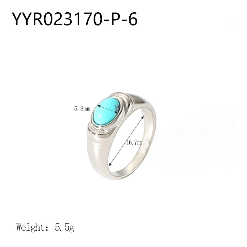 IG Style Retro Geometric 304 Stainless Steel Natural Stone Rhinestones Zircon 18K Gold Plated Polishing Plating Inlay Rings