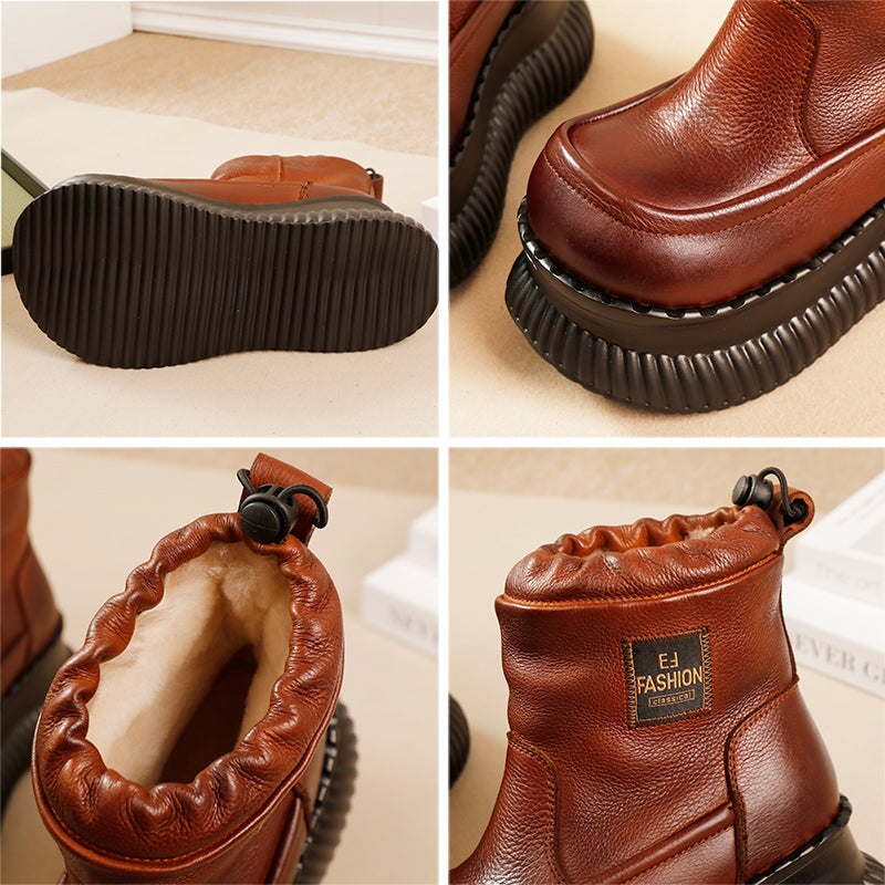 Wool Lining Big Toe 65mm Platform Short Boots for Women