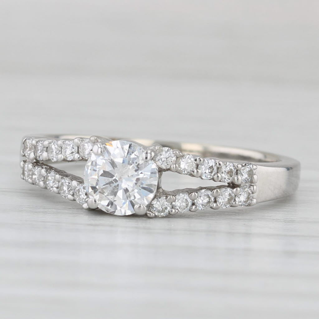 0.78ctw Round Diamond Engagement Ring 18k White Gold Size 6.5