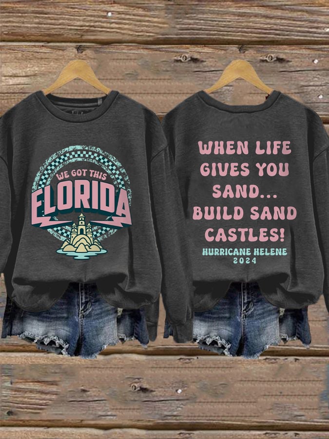 Women's Florida Hurricane Helene 2024 Print Crew Neck Sweatshirt