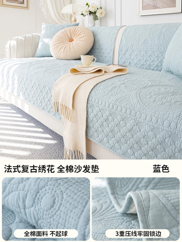 Cream Style Washing Cotton Sofa Cushion New Four Seasons Universal Sofa Cover Non-Slip Cushion Cover Cloth