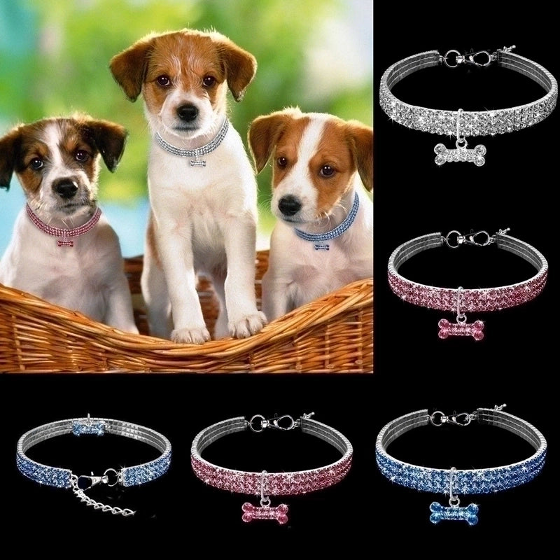 Rhinestone Solid Color Unforgettable Diamond Pet Collar 1 Piece