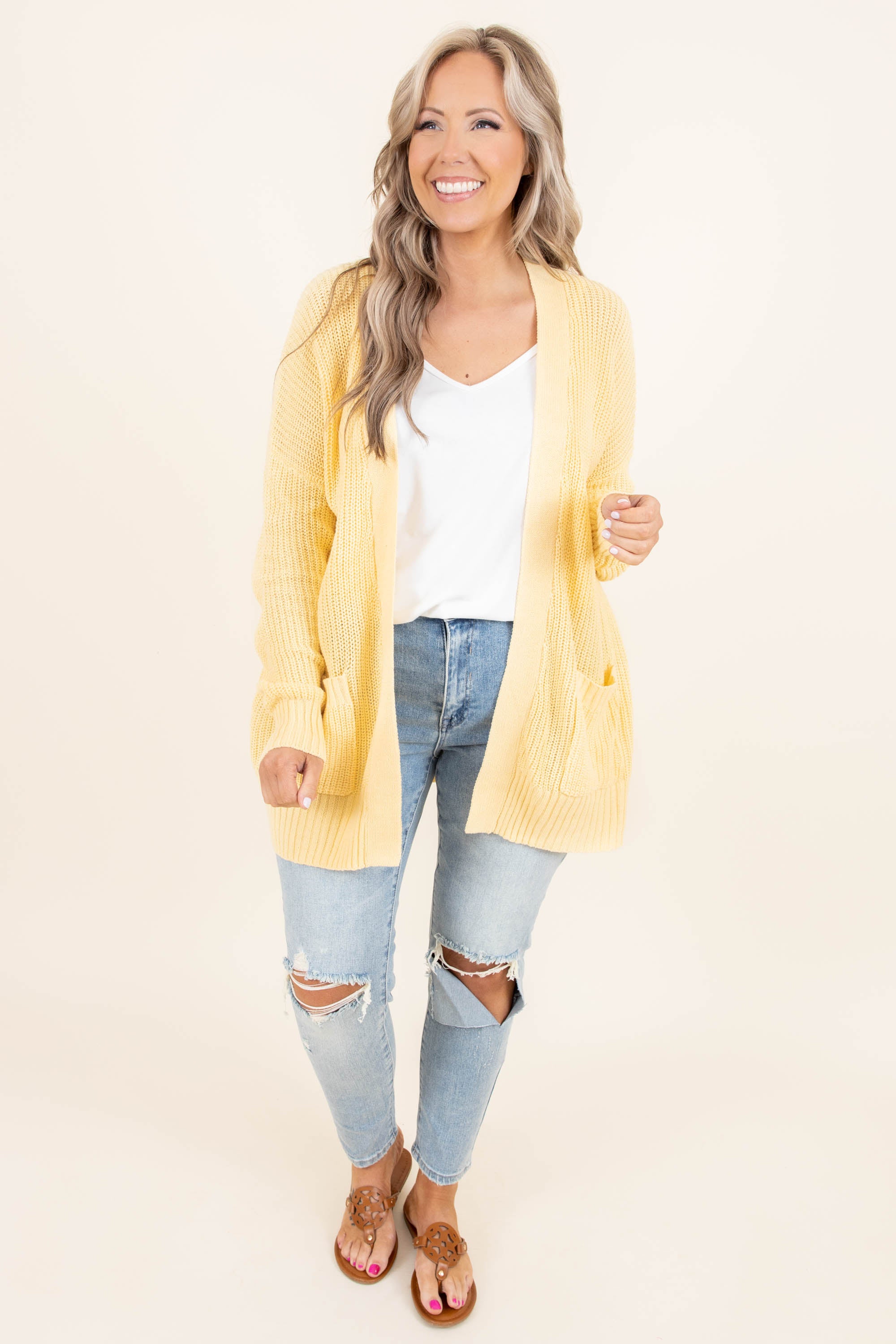 Brighter Than The Moon Cardigan. Golden Straw