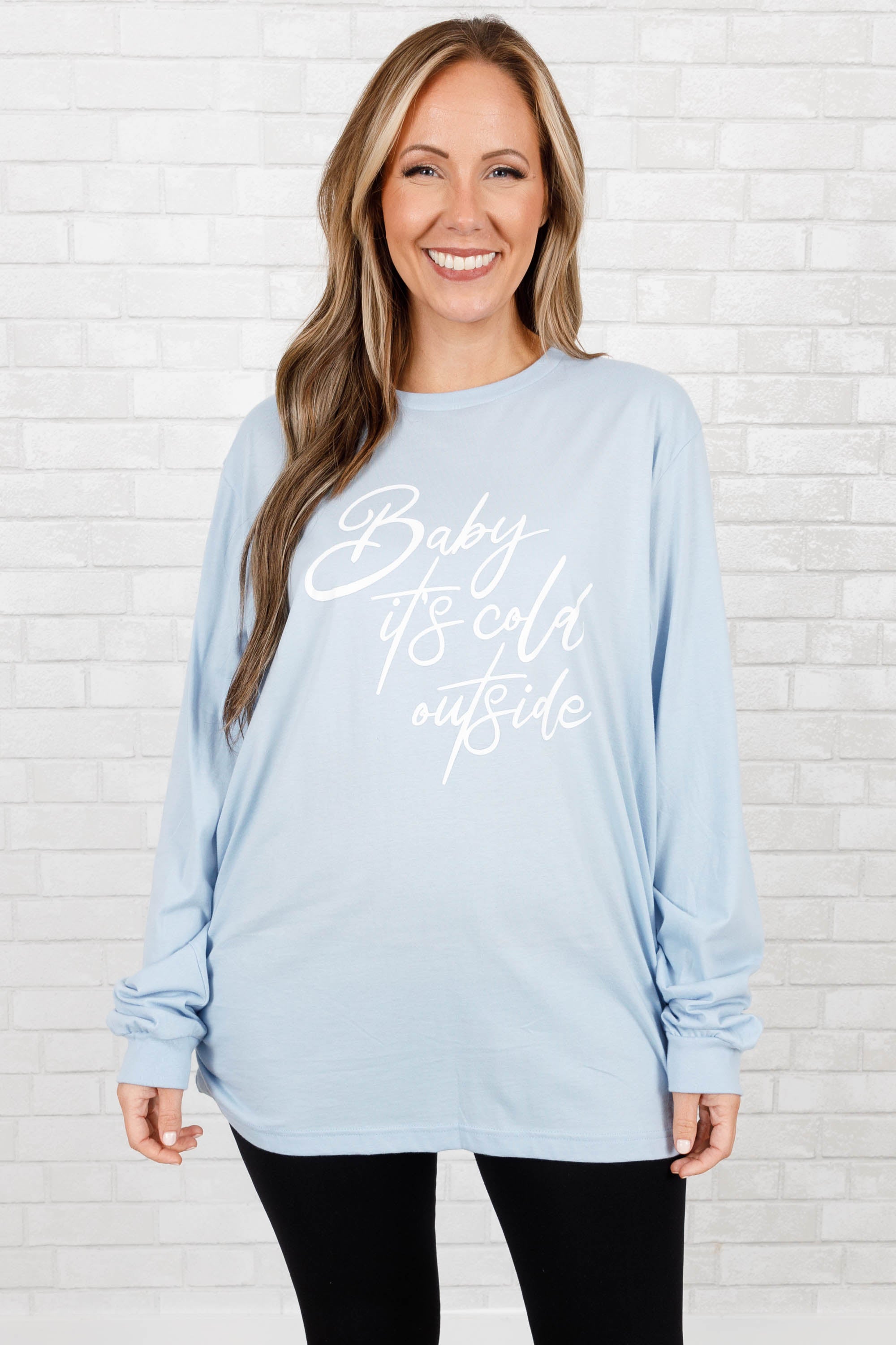 Baby It's Cold Outside Top. Baby Blue