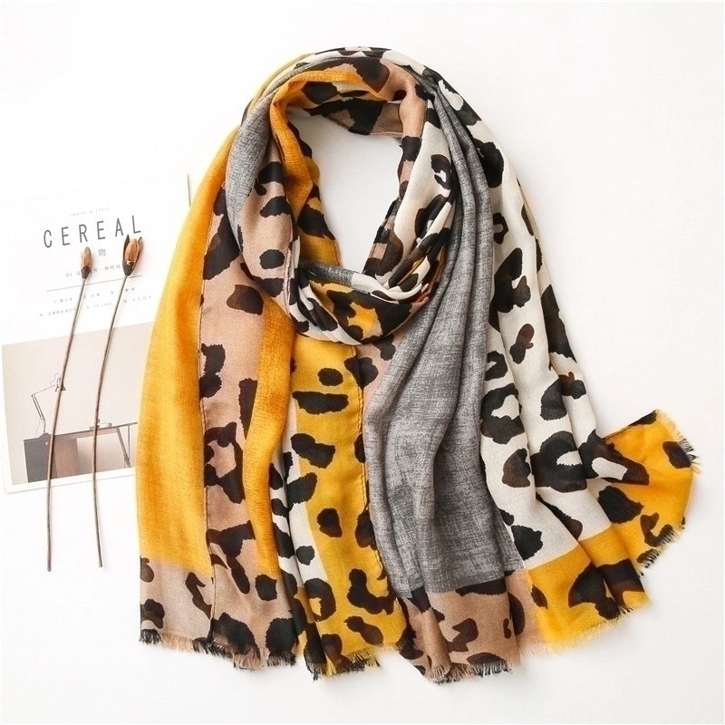 Coffee Color Classic Leopard Scarf