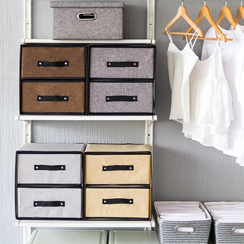 2X DRAWERS FABRIC STORAGE BOX