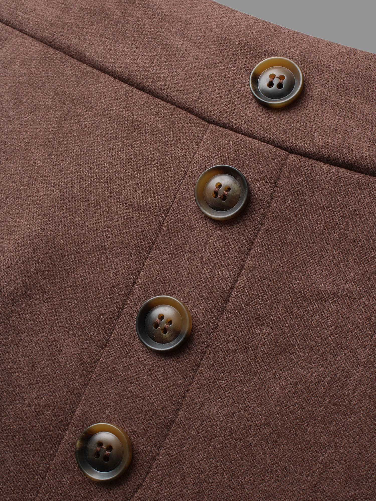 Faux Suede Button Detail Pocket Skirt