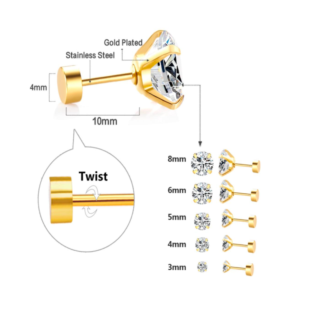Baby Diamond style studs - Gold